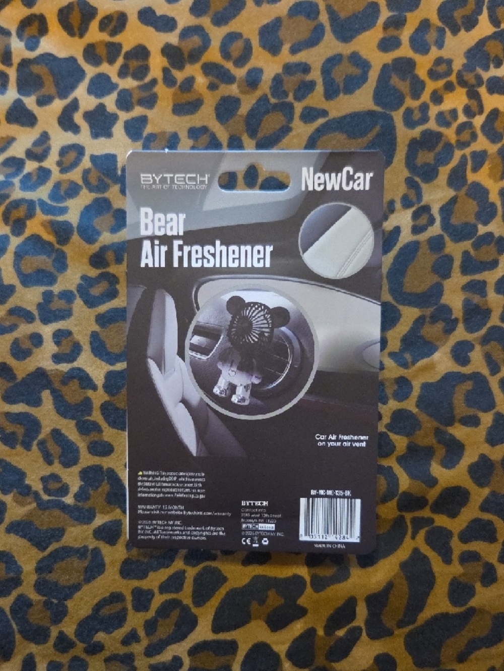 BYTECH New Car Scent Bear Air Freshener - Silver And Black Metallic - Picture 2 of 2